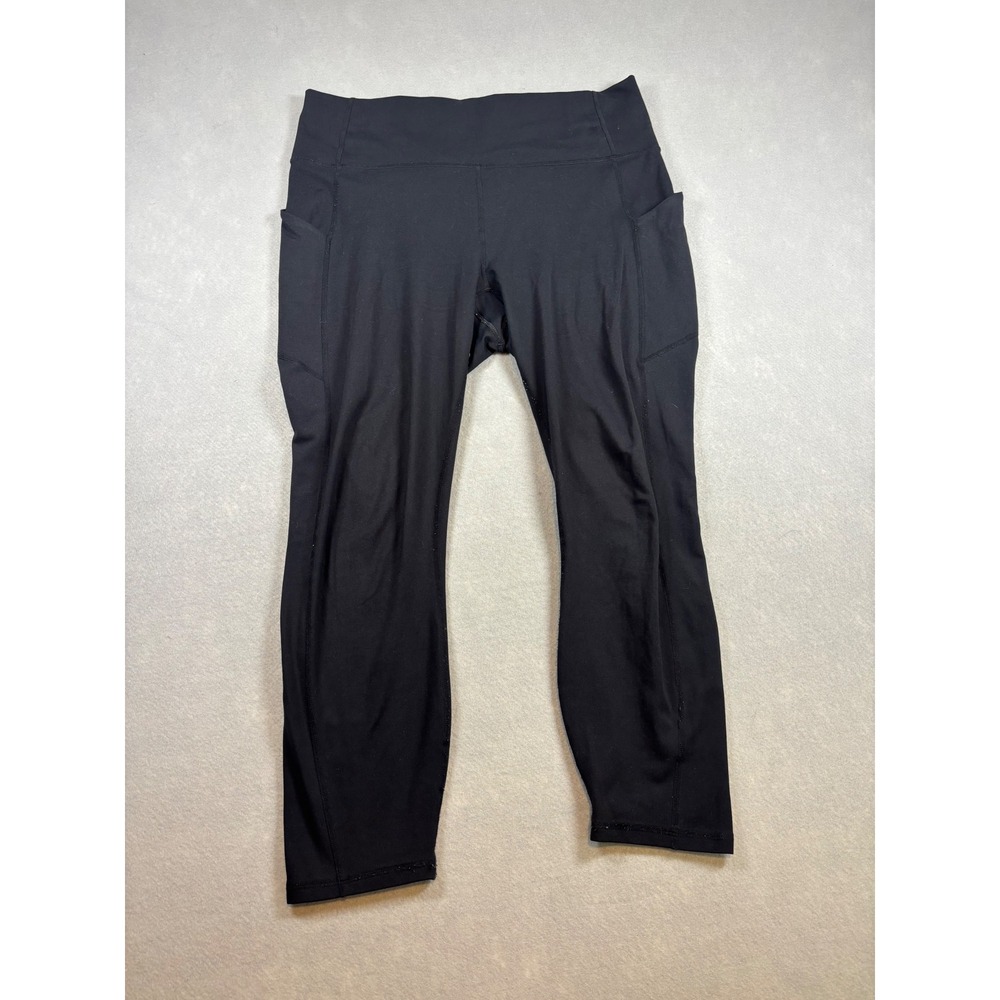 Fabletics PureLuxe Black High Waisted Pockets Cropped Leggings Women Large
